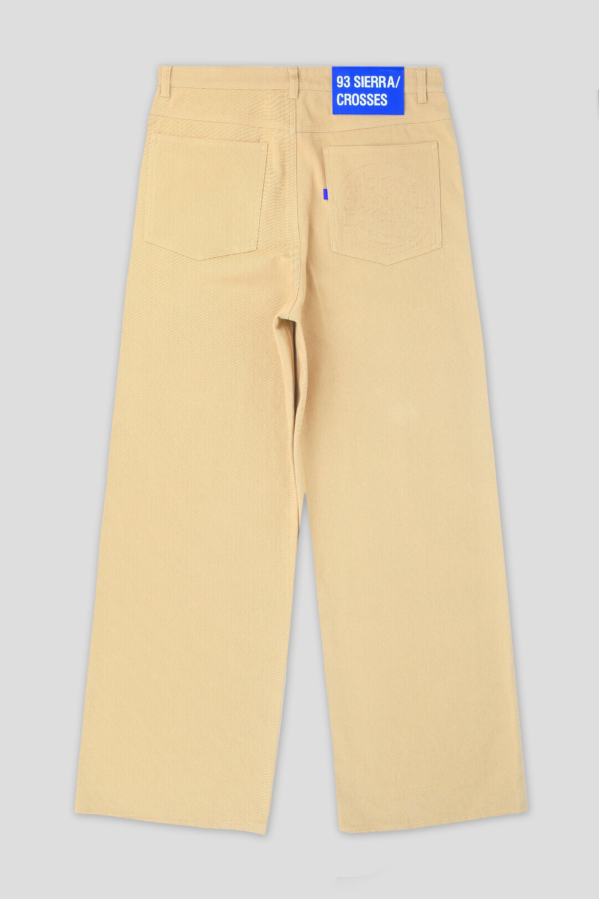 Beige baggy pants straight leg fit pocket details 93 sierra crosses