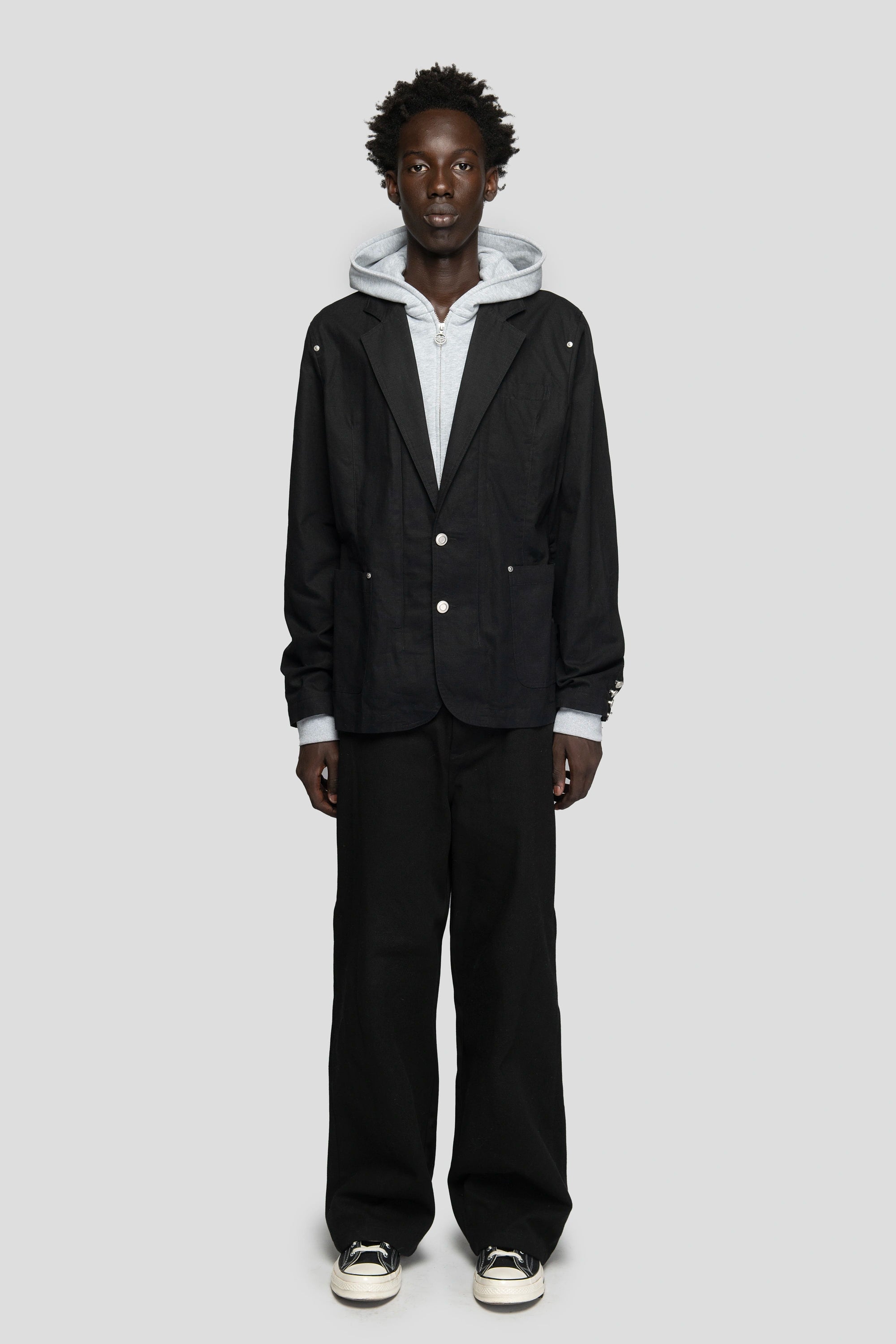 Black Hooded Ripstop Blazer