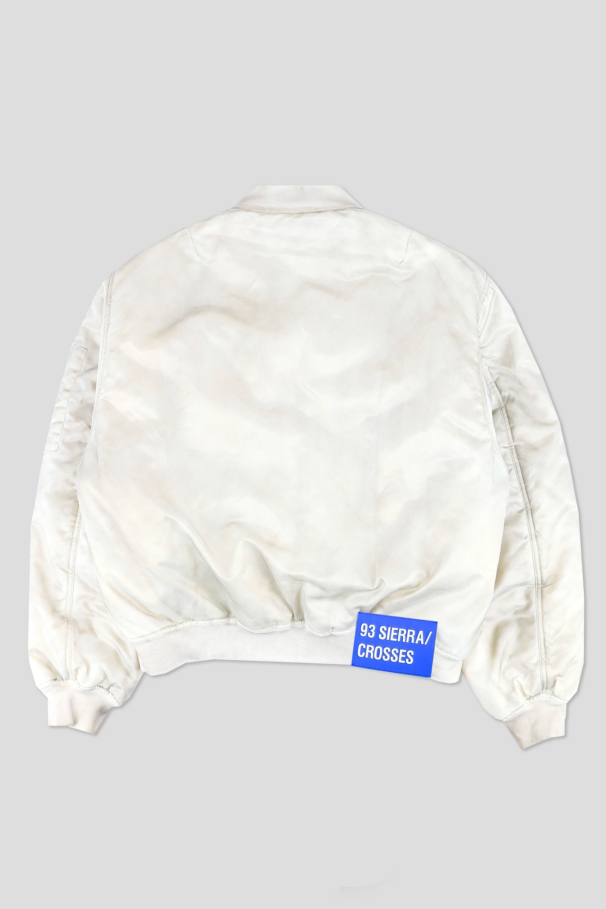 White Faded Bomber