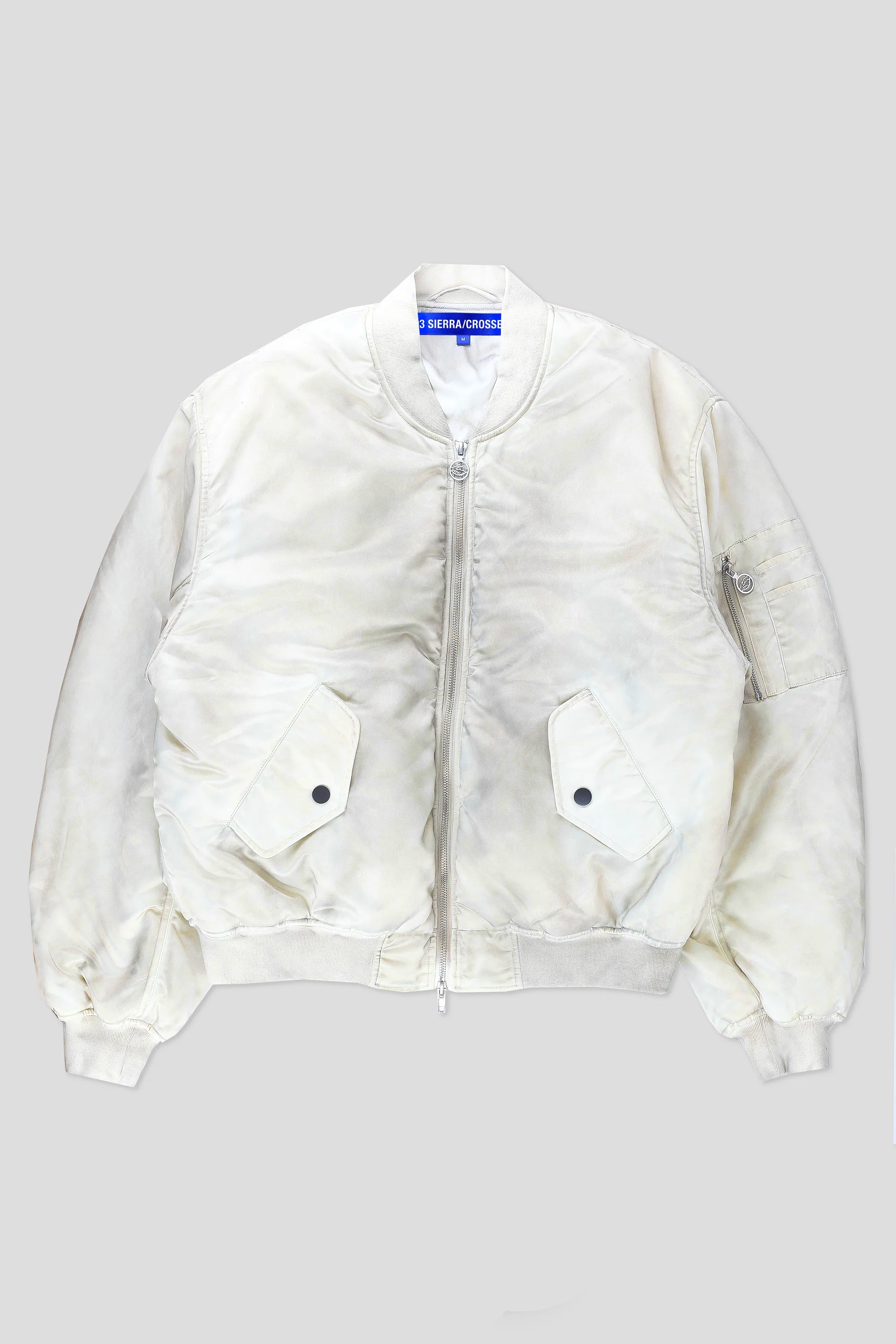 White Faded Bomber