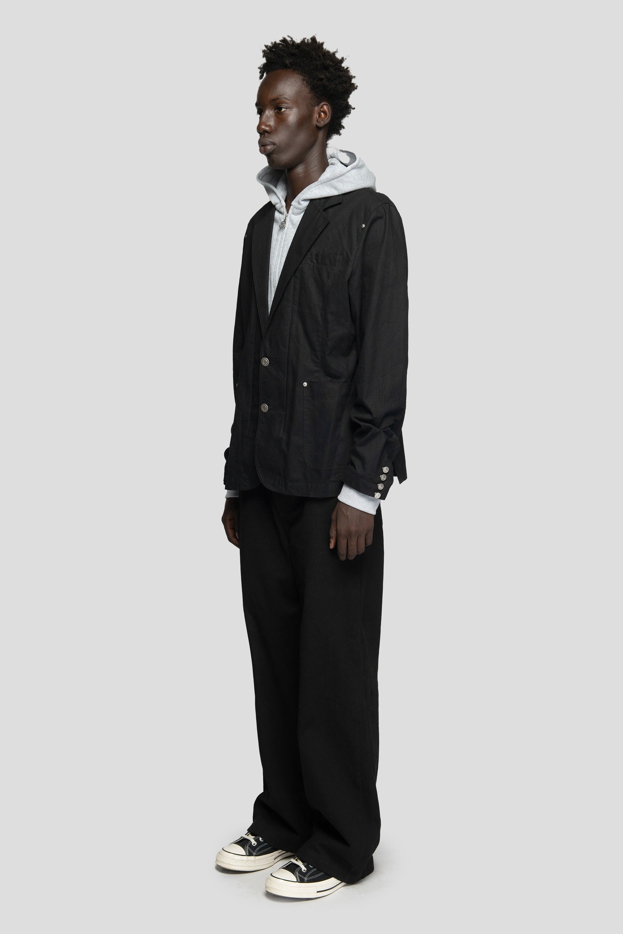 Black Hooded Ripstop Blazer