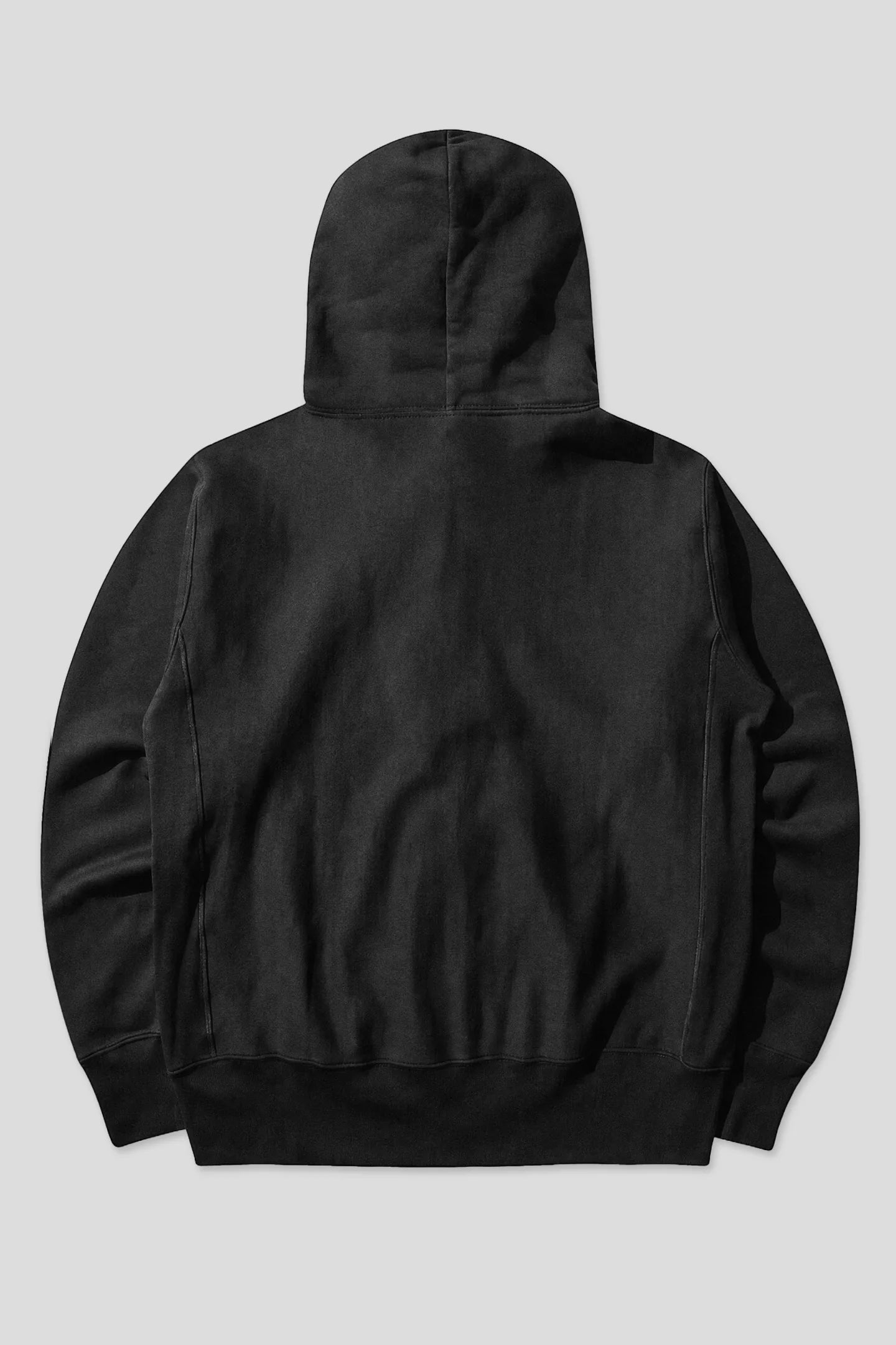 Black reverse weave cotton zip hoodie with side gussets, product back view 93 SIERRA/CROSSES