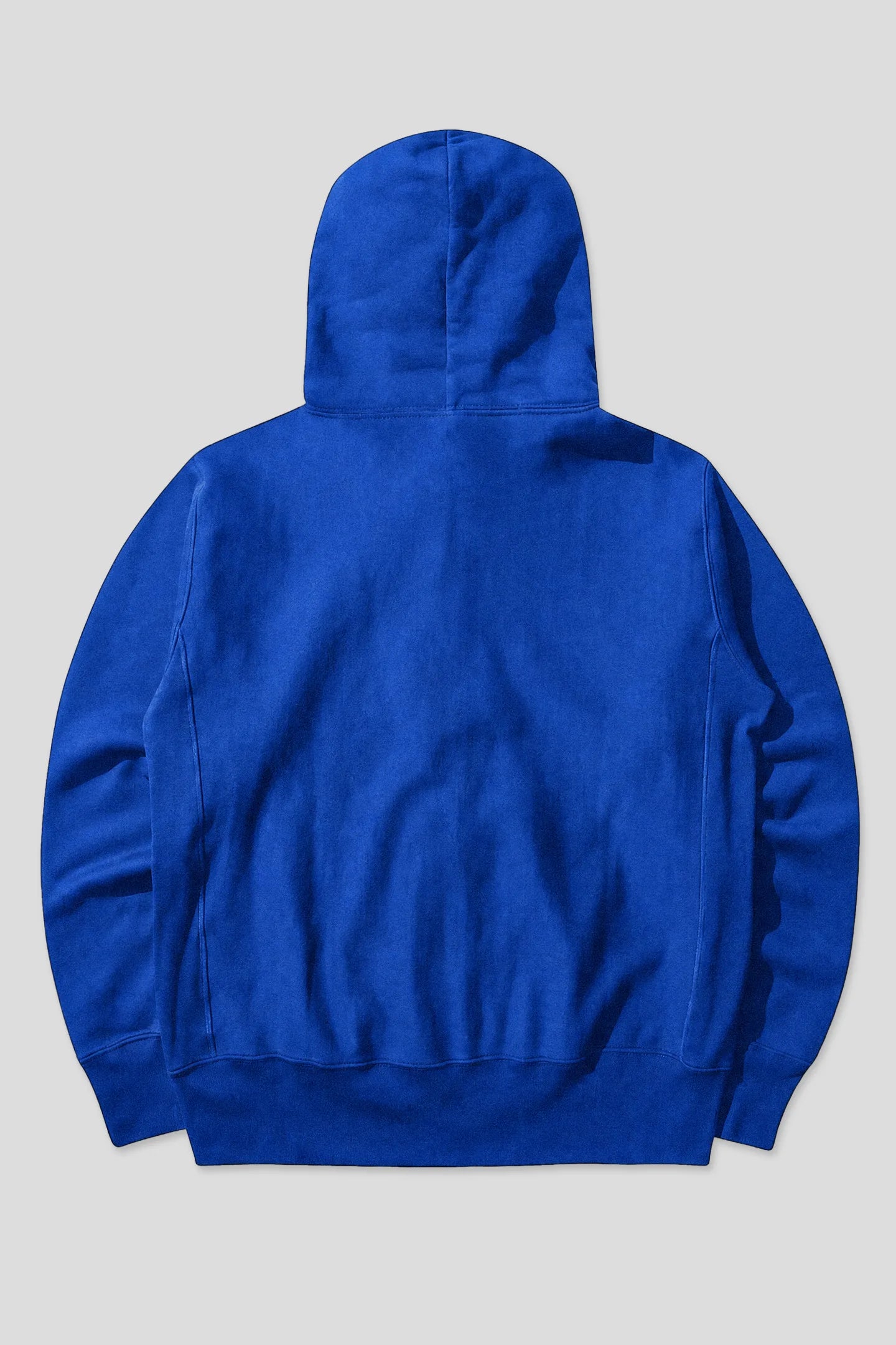Blue reverse weave cotton zip hoodie with side gussets, product back view 93 SIERRA/CROSSES