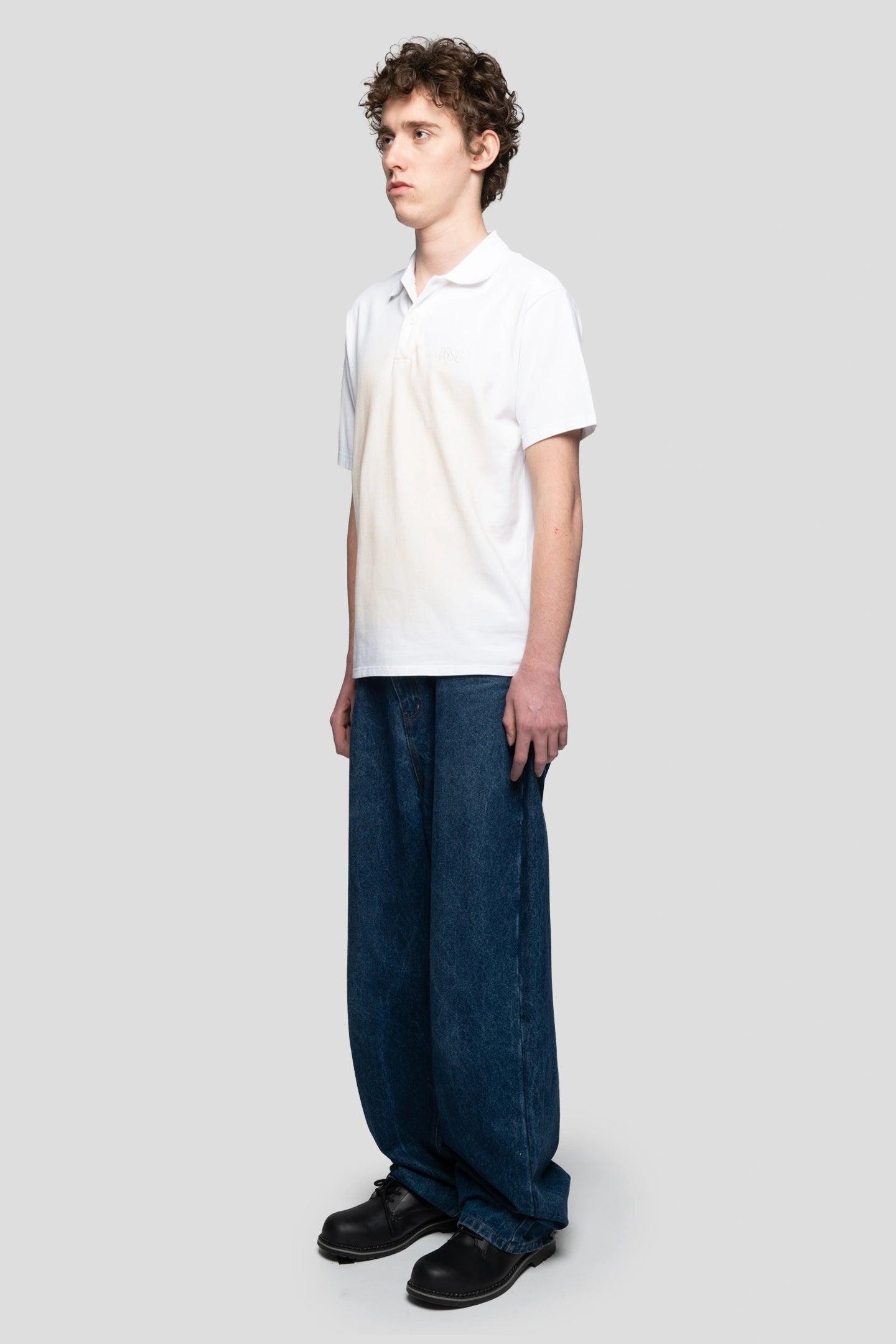 White Faded Polo Shirt